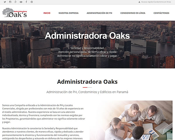 Página Web Administradora Oaks